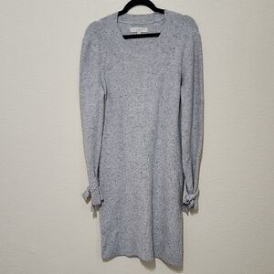 LOFT Gray Bishop Sleeve Sweater Dress